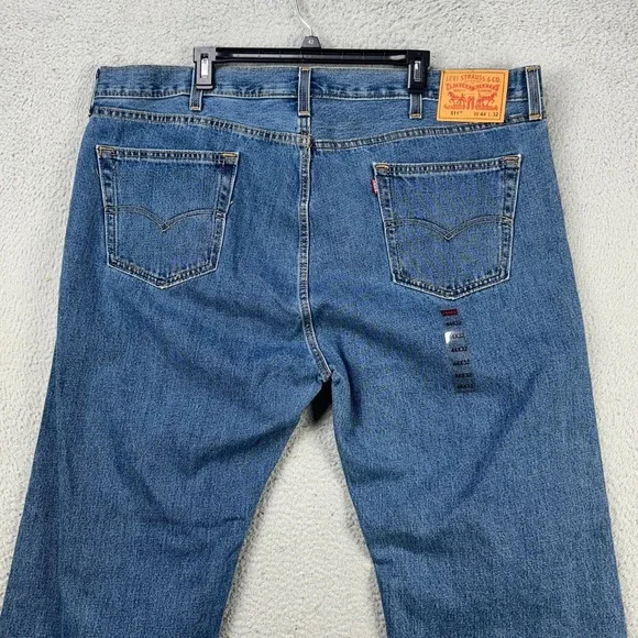 Levis 511 Mens Straight Jeans 44X32 Blue Dark Washed 5 Pocket Red Tab Denim‎ NEW